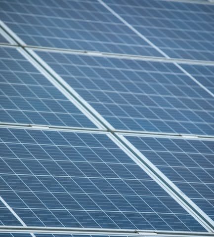 Detailed view of solar panels capturing sunlight, promoting renewable energy.