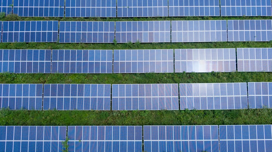 Услуги Aerial shot of a solar panel array generating renewable energy in Trenton, Georgia.