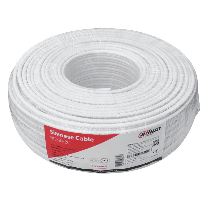 Комбиниран кабел dahua pfm941i rg59n/21 100 Коаксиален + Захранващ 2 х 0.75 мм 100 метра