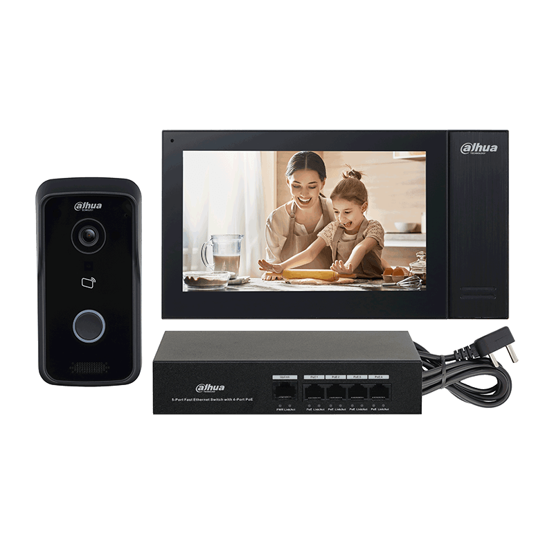 Комплект еднофамилна видеодомофонна система dahua ktp02+vto2111d p s2+vth2421fb p